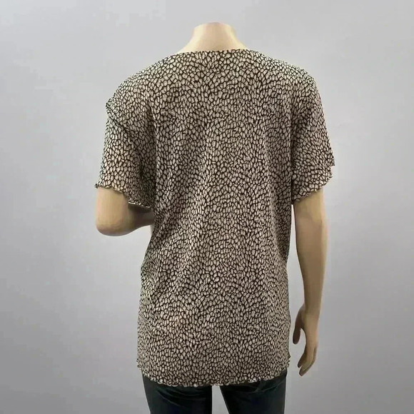 Babydoll Sheer Top Size 3X Brown Animal Print Short Sleeve Y2K Faux Wrap - Picture 2 of 9